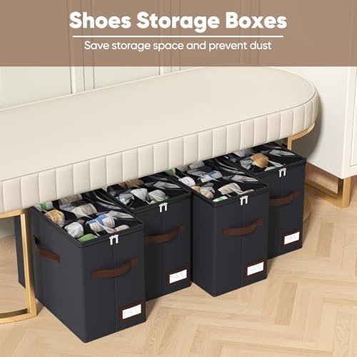 OIAHOMY 4 Pack Shoe Organizer for Closet, Foldable Shoe Storage Bins - Image 2