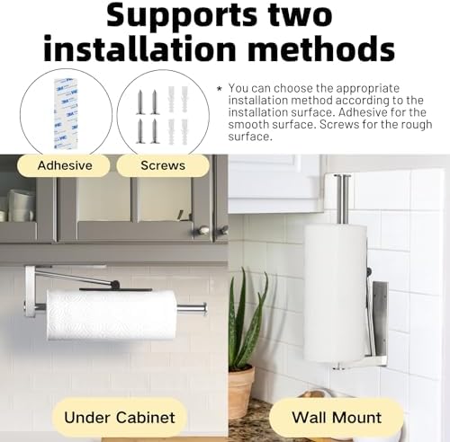 Under Cabinet Paper Towel Holder, One-Hand Tear Kitchen Paper Towel Holder - Image 5