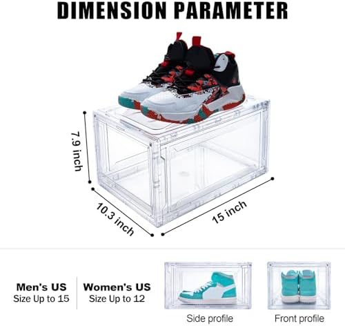 Upgraded 12 Pack Shoe Box, Acrylic Clear Shoe Boxes, Drop Front Shoe Storage Box - Image 3