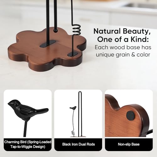 Wood Paper Towel Holder Countertop, Flower Shaped Wood Base - Image 6