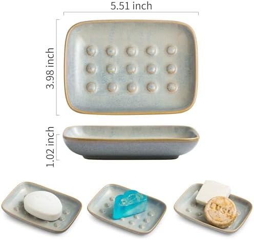 Soap Dish for Shower, Ceramic Soap Dish for Large Soap Bars, Non-Slip Soap - Image 2