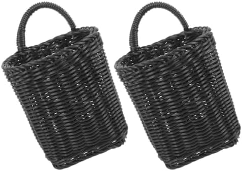 2pcs Black Plastic Hanging Basket by Zerodeko