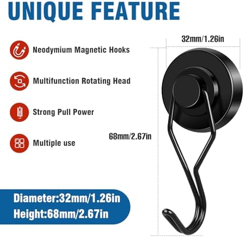 E BAVITE Swivel Swing Magnetic Hook 120LBS Heavy Duty Magnet Hook 10 Pack by EBAVITE