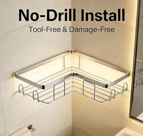 Shower Caddy 2 Pack, Stainless Steel No Drilling Adhesive Bathroom Organizer - Image 7