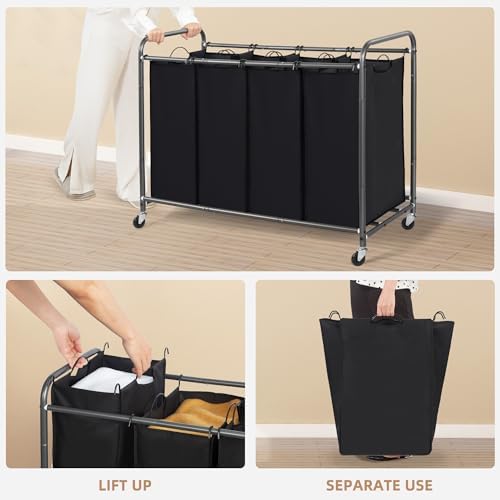 STORAGE MANIAC Laundry Sorter 4 Section, 47.5 Gal Laundry Hamper - Image 4