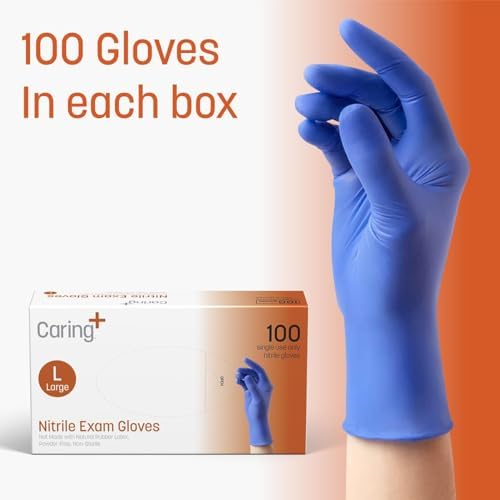 Caring Nitrile Exam Gloves, Powder-Free, Disposable Gloves - Image 5