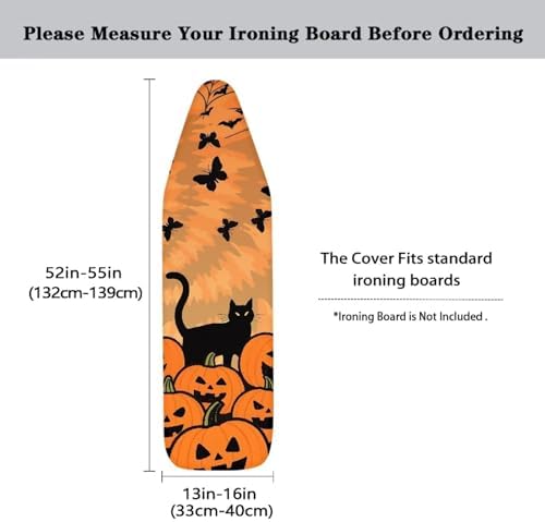 Halloween Iron Board Cover Halloween Black Cat Pumpkin Print Extra Wide Ironing - Image 5