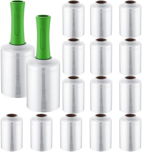 Jutom 16 Pcs Mini Stretch Film Industrial Shrink Wrap Roll Plastic Film by Jutom