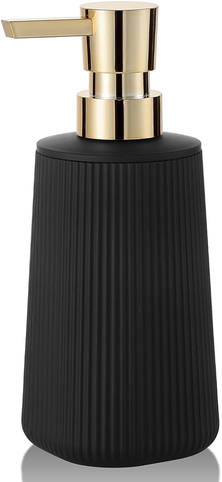YAUKPH Small Soap Dispenser for Bathroom and Kitchen Matte Black and Gold | by KellyHome