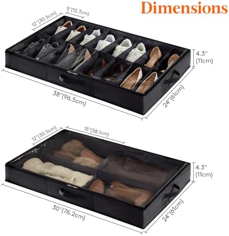 Lifewit Under Bed Shoe Storage Organizer 2 Pack, 4.3 Inches Profile Fabric - Image 3