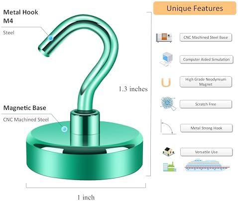 Neosmuk Magnetic Hooks for Cruise Cabins, 85lb+ Heavy Duty, 6 Pack - Image 2