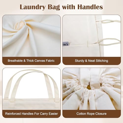 Canvas Laundry Bag 33"Wx 35"H, Extra Large Heavy Duty Hamper Liner, XL Beige - Image 6