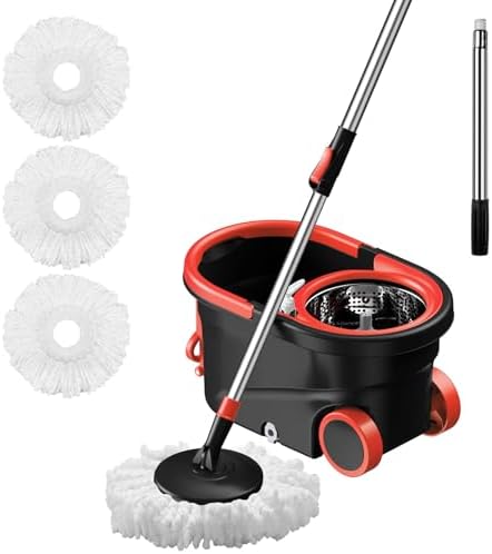 Spin Mop and Bucket with Wringer Set, 360° Rotating Head Mop Bucket System with by Roixeeds