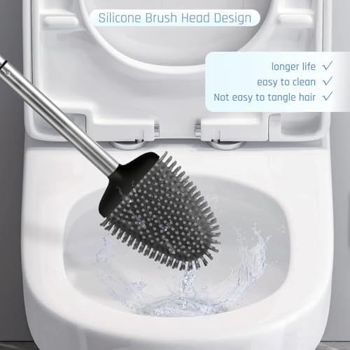 Sellemer Silicone Toilet Brush, Ventilation Slots Base Holder 2 Pack - Image 3