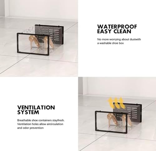 Stackable Shoe Storage Boxes, Foldable Plastic Organizer - Image 2