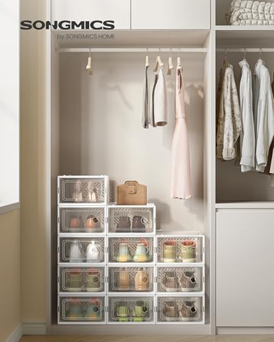 SONGMICS Stackable Shoe Boxes, Ventilated Clear - Image 2