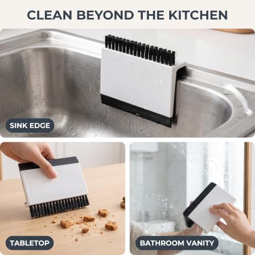 Black Kitchen Sink Squeegee Cleaner Countertop Brush Wiper Vegetable Cleaning - Image 3