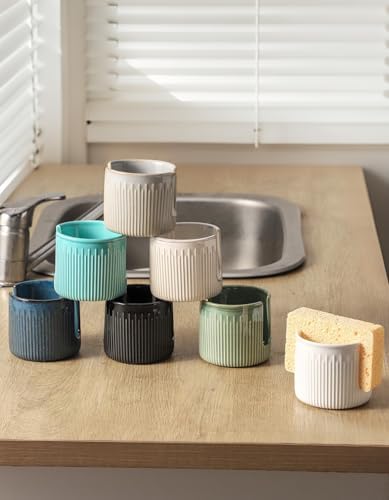 Ceramic Sponge Holder for Kitchen Sink, Scrub Sponge Dish Rack, Farmhouse - Image 6