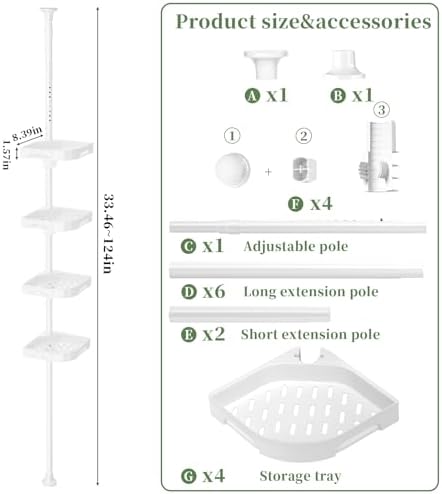 akinbas Tension Pole Shower Caddy Organizer - Image 2