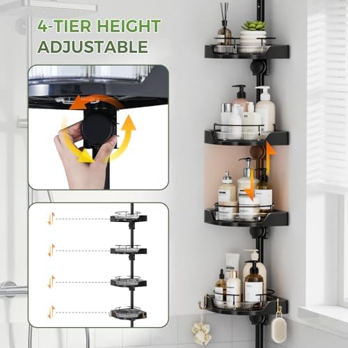 akinbas 360° Rotating Shower Caddy Tension Pole - Image 6
