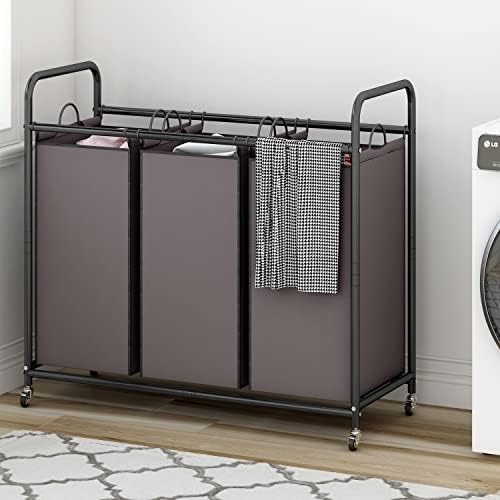 LINZINAR 3-Bag Laundry Sorter, Laundry Hamper Cart - Image 4
