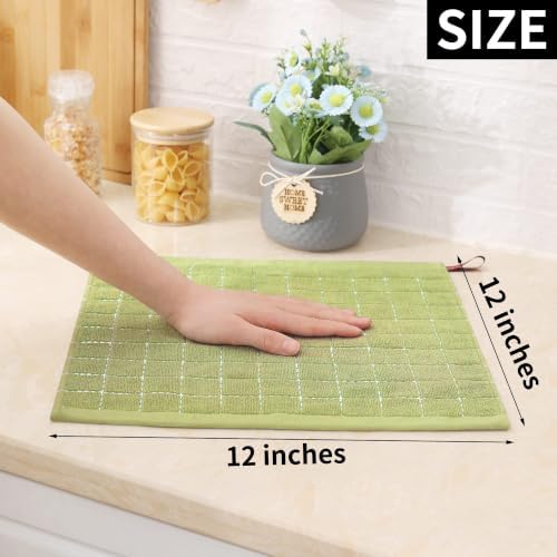 Homaxy 100% Cotton Terry Kitchen Dish Cloths, 6 Pack, Sage Green - Image 4