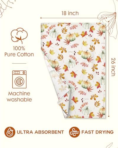 Miss Adola 150GSM Flour Sack Kitchen Towels Set of 2, Pumpkin Leaf - Image 5