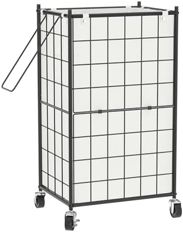 WOWLIVE Rolling Laundry Basket, Metal Wire Frame Laundry Hamper by WOWLIVE