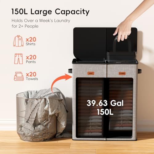150L Double Laundry Hamper - Image 3
