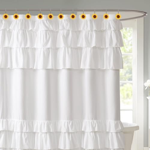 Sunflower Shower Curtain Hooks, Rust-Resistant Yellow Flower Hooks - Image 5