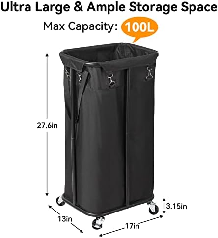 WOWLIVE 100L Rolling Laundry Basket - Image 4
