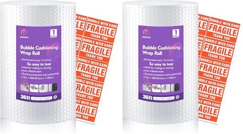 1 Roll 12" X 36' Perforated Nylon Bubble Packing Wrap by WANGUAGUA