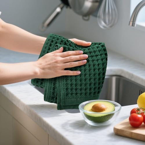 Waffle Hand Towels Set of 5 – Cotton, Quick Dry, Lint Free - Image 6