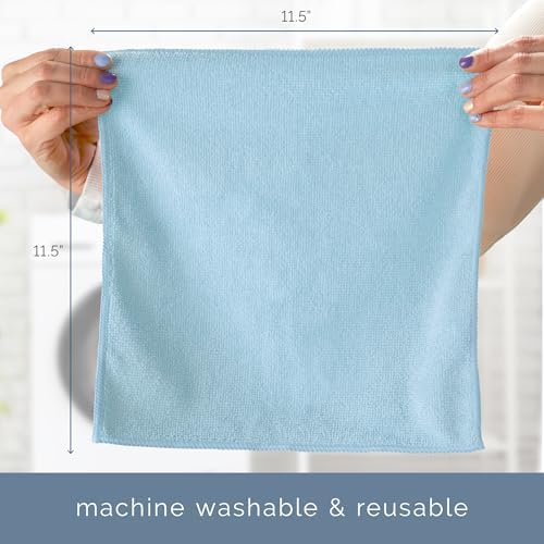 S&T INC. Microfiber Cleaning Cloth, 100 Pack, 11.5" x 11.5", Light Blue - Image 6