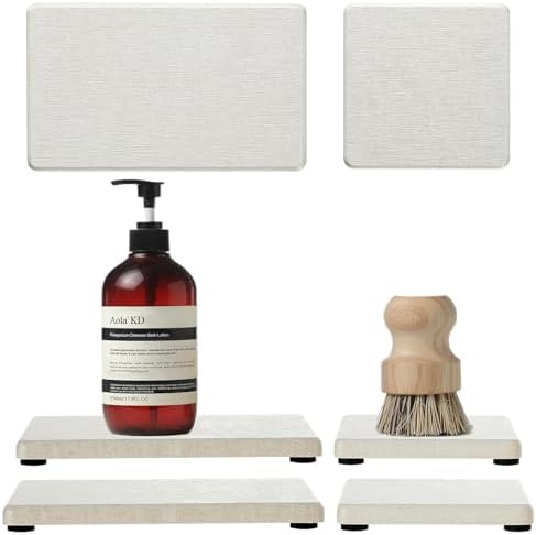Razborci 4PCS Bathroom Sink Vanity Trays, Diatomaceous Earth Quick Stone Drying by Razborci