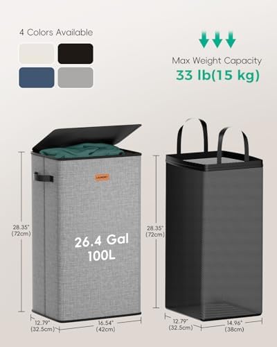 100L Laundry Hamper with Lid, Durable Laundry Basket Made of Cationic Fabric - Image 6