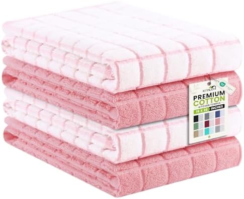 Kitinjoy Premium Kitchen Towels, Large 100% Cotton Terry 390 GSM Kitchen Hand by Kitinjoy