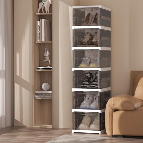 Foldable Shoe Storage Organizer, Stackable Boxes by Unknown