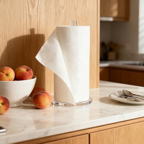 Paper Towel Holder Countertop Clear Acrylic 5.9" Diameter Thickening Sturdy Base - Image 4