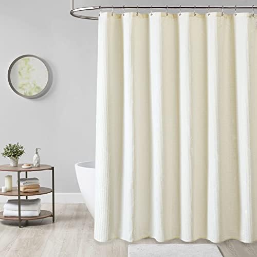 Dynamene Extra Long Waffle Shower Curtain 256 GSM Fabric 72x84 Cream/Ivory - Image 6