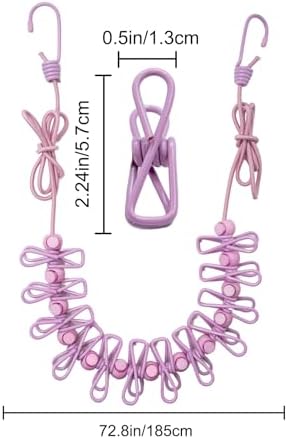 2 Pack Camping Clothesline Portable 12 Clothespins - Image 3