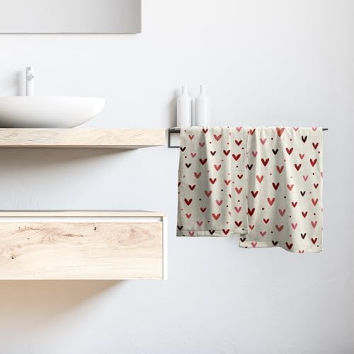 Valentine's Hand Towels Set of 2 Pink Red Love Heart Dot Decor Kitchen Towels - Image 6