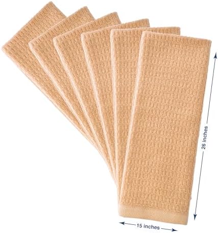 CRAFTSWORTH Cotton Kitchen Towels15 x 26" Solid Tan Kitchen Hand Towels - Image 3