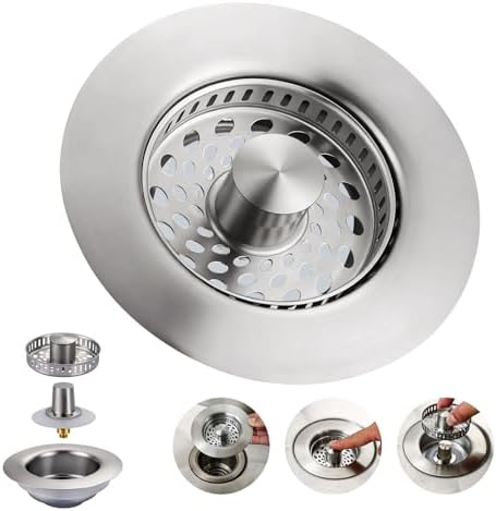 ARCORA Kitchen Sink Drain Strainer: Stainless Steel 3 in 1 Sink Stopper by ARCORA