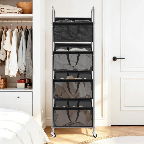 STO STO 4-Tier Vertical Rolling Laundry Hamper, Removable Bags - Image 7