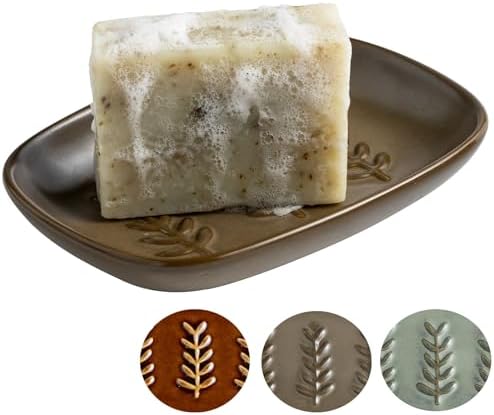 Miamolo Ceramic Soap Dish, Soap Holder Shower Fits 2 Bars, Extend Soap Life by Miamolo