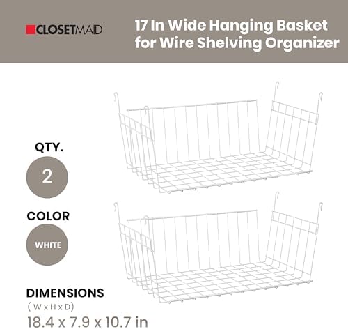 ClosetMaid 17 Inch Wide Hanging Basket Wire Shelving Accessory - Image 6