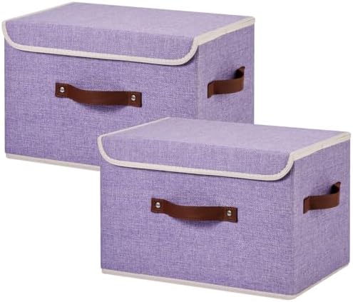 2PCS Storage Bins Boxes with Lids Decorative Fabric Baskets by Unknown
