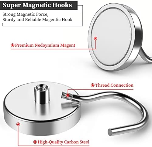 Grtard 4 Pack Heavy Duty Magnetic Hooks, 110 lbs Neodymium Magnet Hooks - Image 3