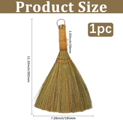 GORGECRAFT 28.2cm Small Hand Whisk Broom Straw Soft Natural Broomstick - Image 2